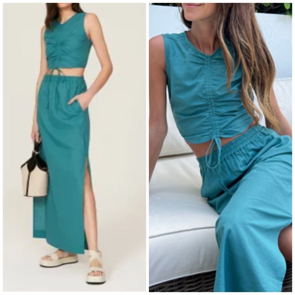 Something Navy Teal Midi Skirt
